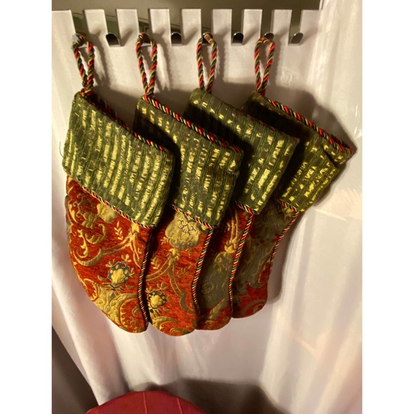 Tapestry Christmas Stocking,price per stocking Regal Red/Gold/Dark Green Scrolls - Picture 2 of 7